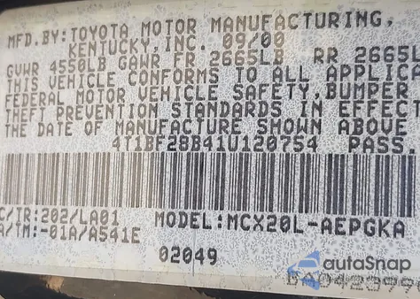 2001 Toyota Avalon Xls from USA, damaged, VIN 4T1BF28B41U120754